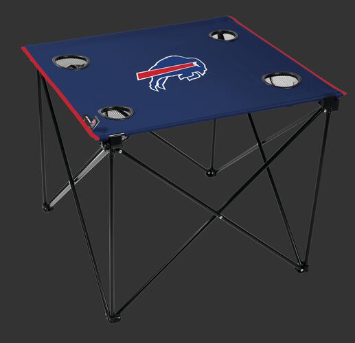 Rawlings Blue NFL Buffalo Bills Deluxe Tailgate Table With Four Cup Holders and Team Logo Printed In The Middle SKU #00701061111
