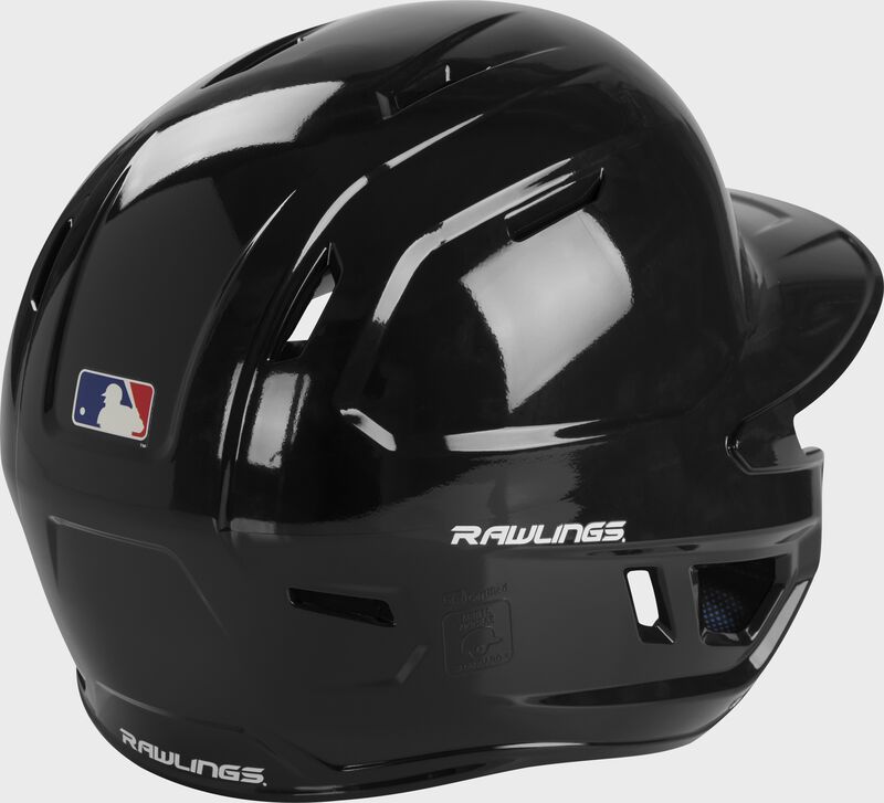 Back right-side view of Rawlings Mach Gloss Batting Helmet - SKU: MCH01A loading=