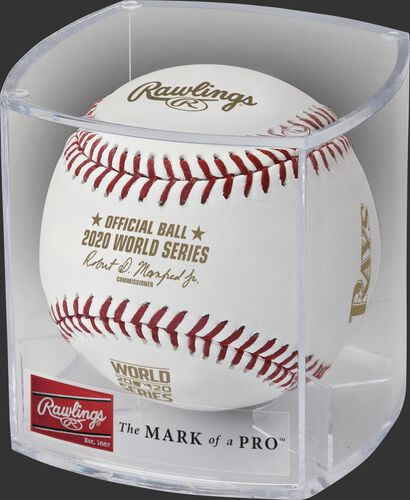 A 2020 MLB World Series dueling baseball in a clear display cube - SKU: EA-WSBB20DL-R