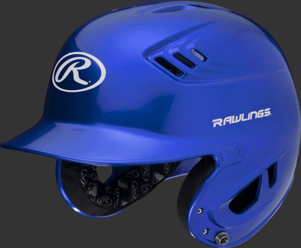 A metallic royal R16S Velo senior batting helmet with Cool-Flo vents