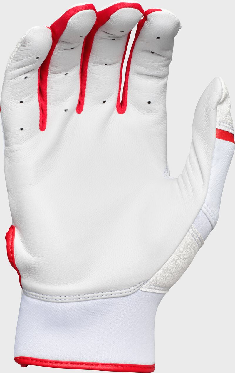 Back of a scarlet Clout batting glove loading=