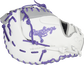 Back of a white/gray/purple Liberty Advanced 1st base mitt - SKU: RLADCTSBWPG image number null