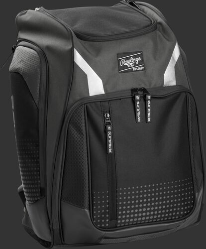 Right angle view of a gray Rawlings Legion backpack - SKU: LEGION-GR