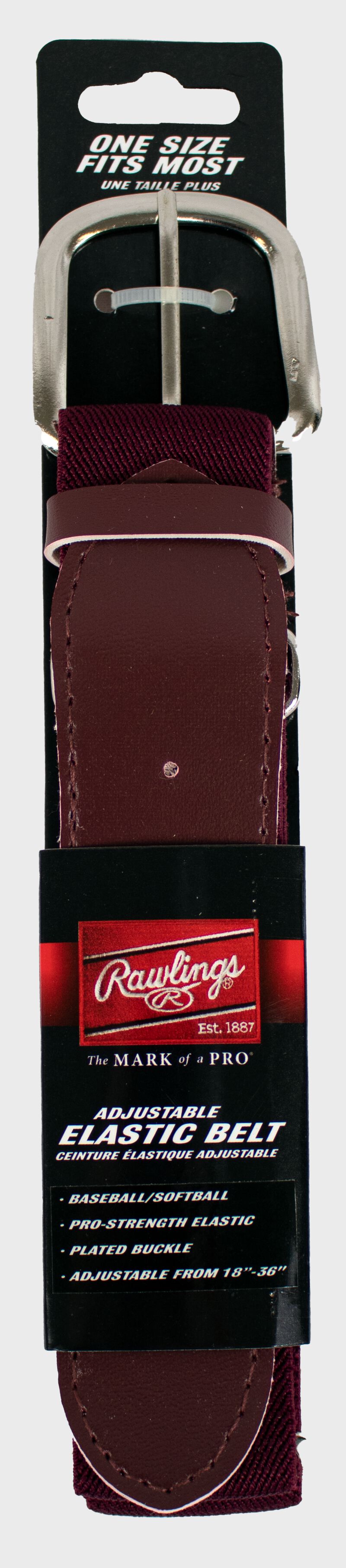 A maroon adjustable elastic baseball belt - SKU: BLT