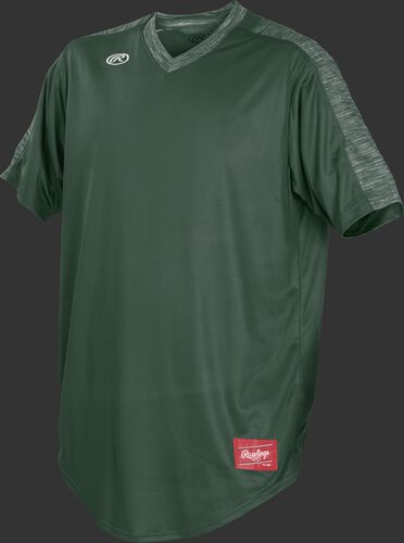 Front of Rawlings Dark Green Youth Short Sleeve Launch Jersey - SKU #YLNCHJ-DG-89