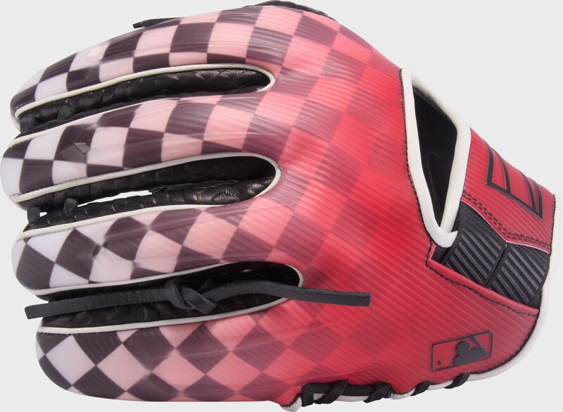 Racing checker flag back of a Rawlings REV1X Checkered Flag glove