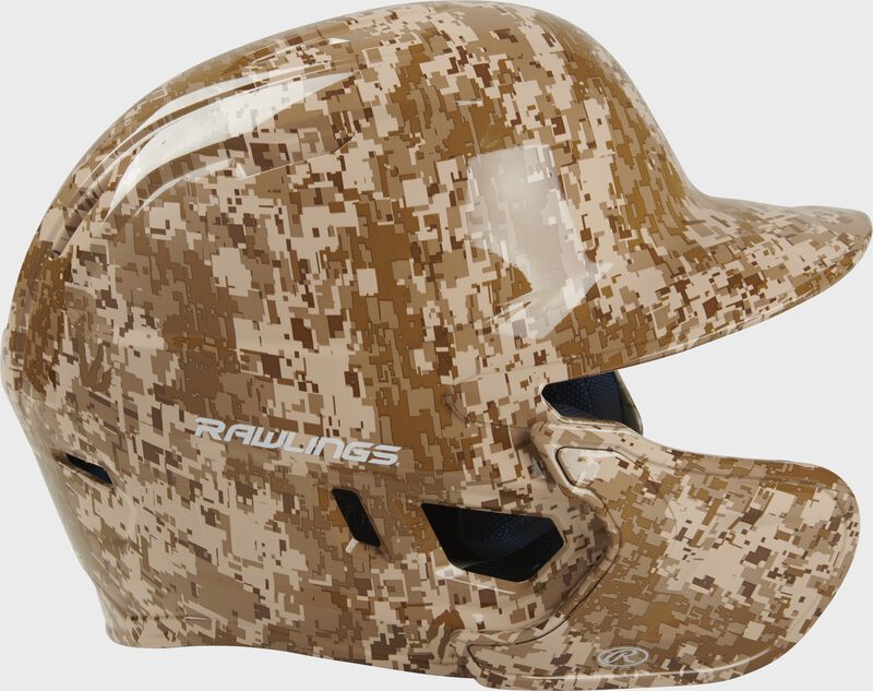 Right-side view of Mach EXT Digi Camo Hydro Dipped Helmet | Left Handed Batter - SKU: MACHEXTL-DCMO