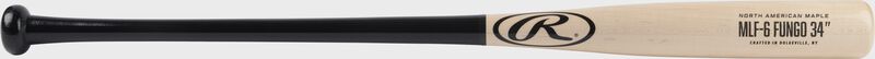 A 34" black/natural Rawlings maple fungo bat - SKU: MFL5-B-NA-34 loading=