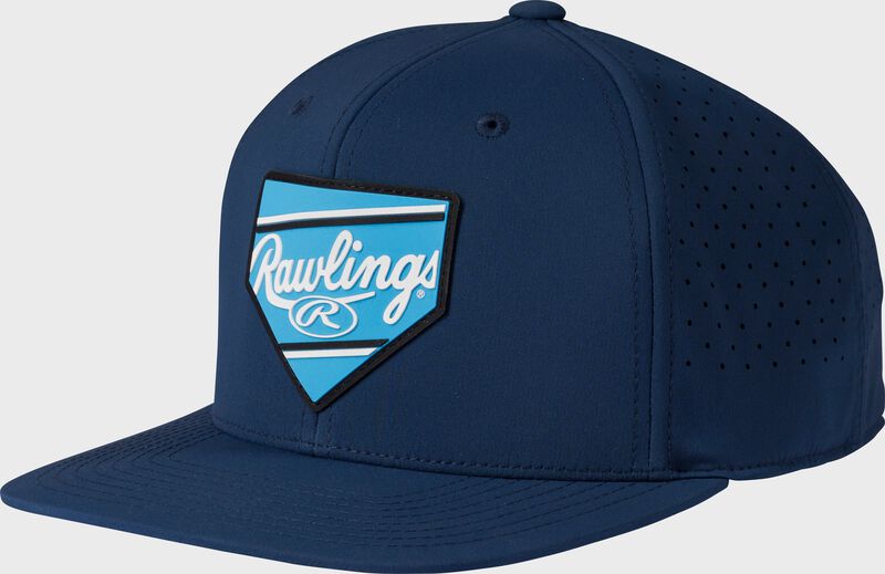 Rawlings Home Plate Performance Flat Bill Snapback Hat, Navy