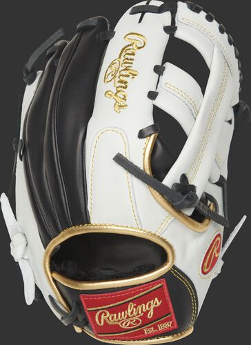 EC1125-20BW Encore 11.25-inch infield/pitcher's glove with a white/black back and gold binding/welting
