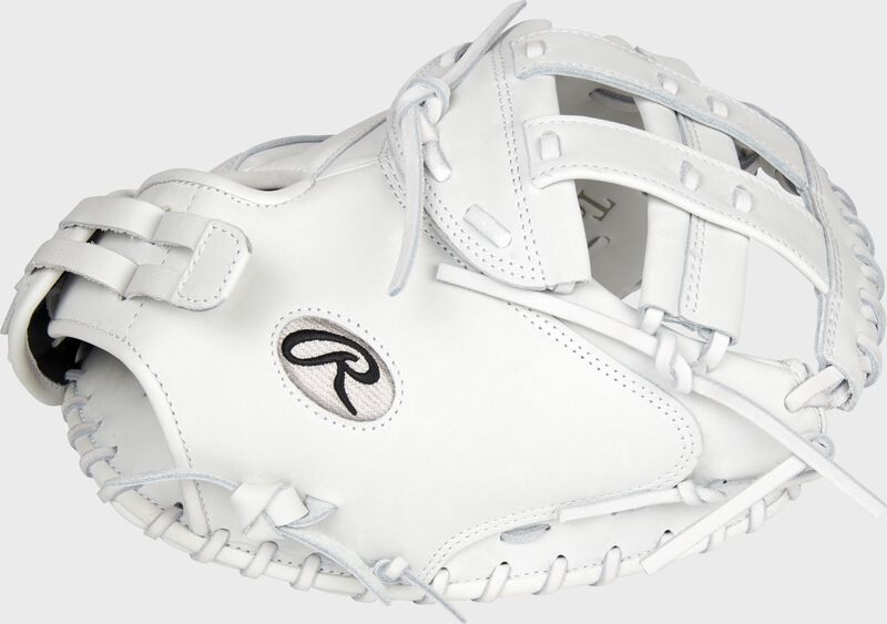 Thumb of a white 2022 Liberty Advanced 34-Inch softball catcher's mitt - SKU: RLACM34W-3/0 loading=
