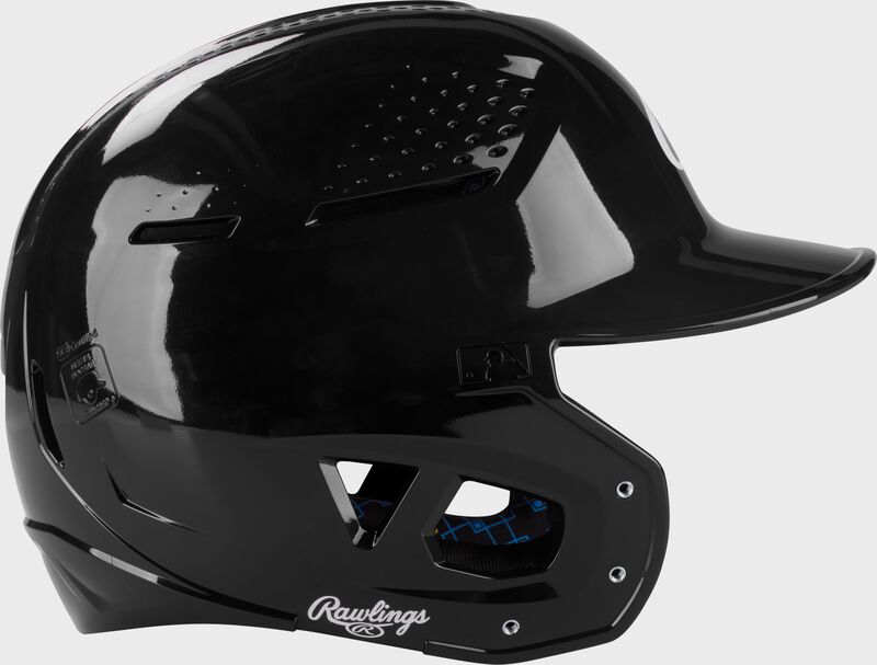Rawlings RX2 Gloss Baseball Batting Helmet, Black, Senior loading=
