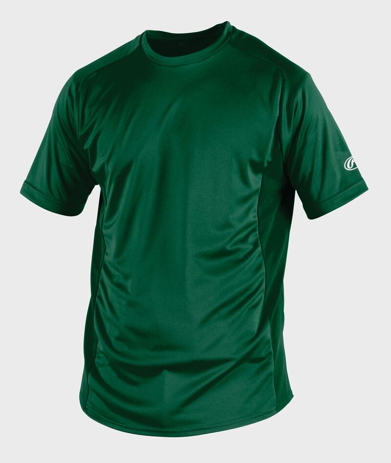 Front of Rawlings Adult Dark Green Short Sleeve Shirt - SKU #SSBASE