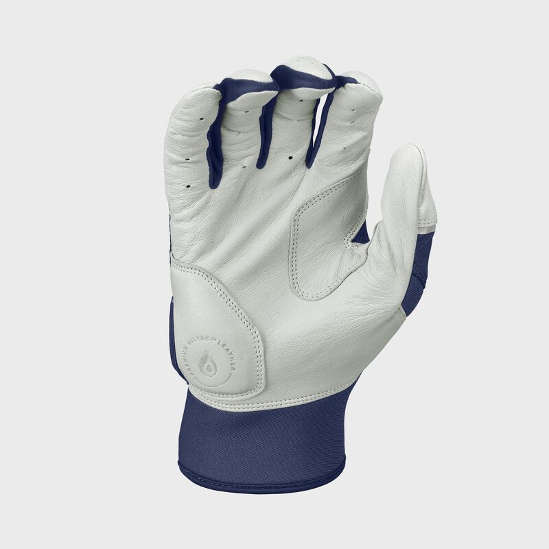 Palm of a navy Rawlings Workhorse Batting glove