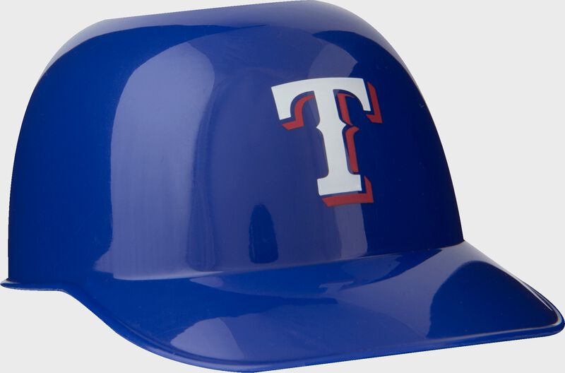 Front of Rawlings Blue MLB Texas Rangers Snack Size Helmets With Team Logo SKU #01950022121