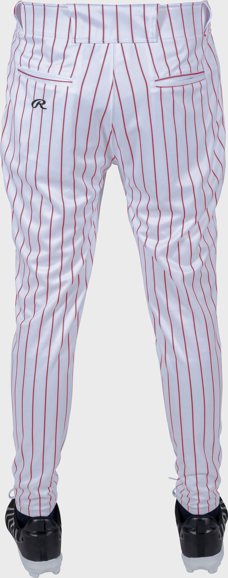 Rawlings 150 Jogger Fit Pinstripe Baseball Pants, Youth 2XL, White/Scarlet