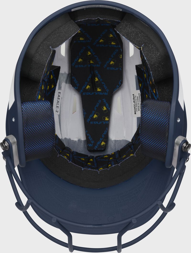 Inside view of Rawlings Mach Ice Softball Batting Helmet, Navy - SKU: MSB13