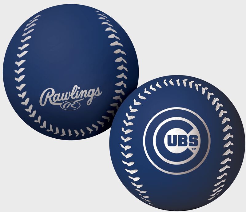 A blue Chicago Cubs big fly rubber bounce ball
