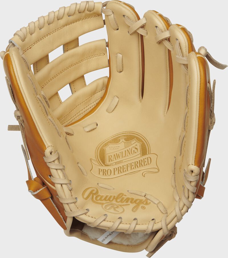 PROS204-6CT 11.5-inch Pro Preferred infield glove with a camel palm and camel laces