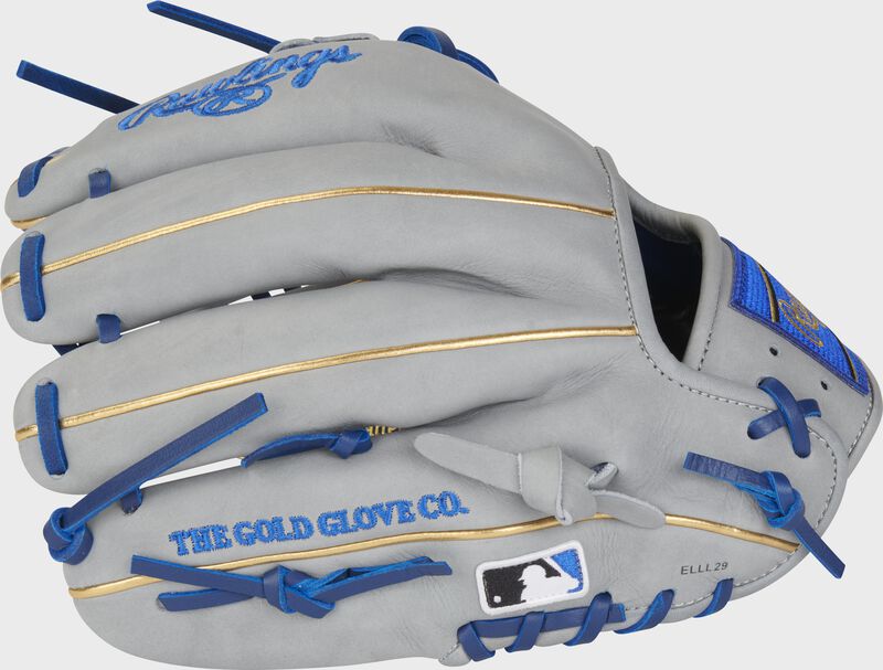 Back of a gray HOH All-Star Game glove with the MLB logo on the pinky - SKU: RSGPROASG2022