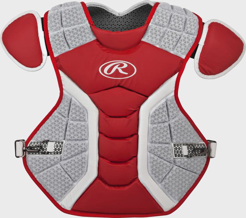 A scarlet/grey CPPRO Pro Preferred adult chest protector
