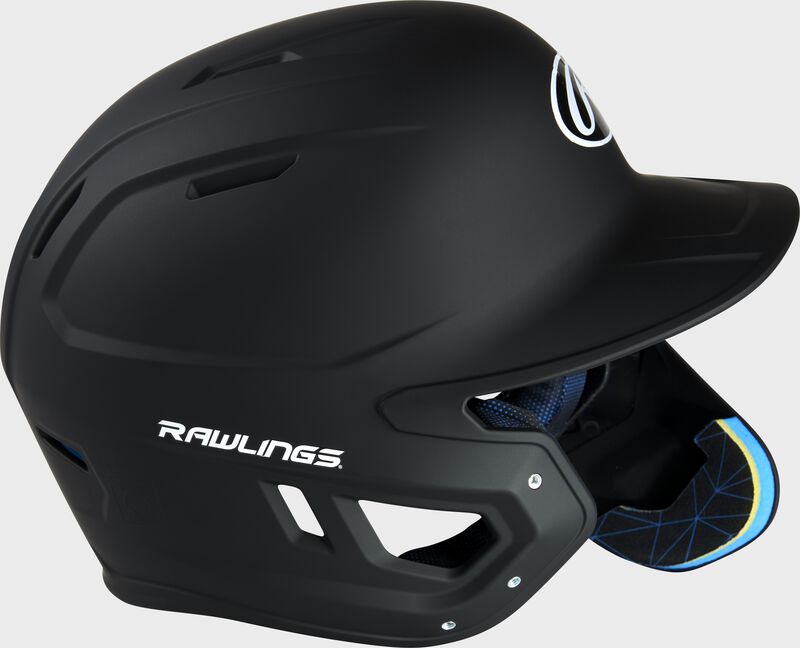 Right-side view of Black Rawlings Mach Carbon Batting Helmet - SKU: MAAR loading=