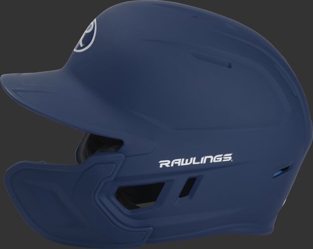 Left side of a MACHEXTR Rawlings MACH helmet with EXT extension piece
