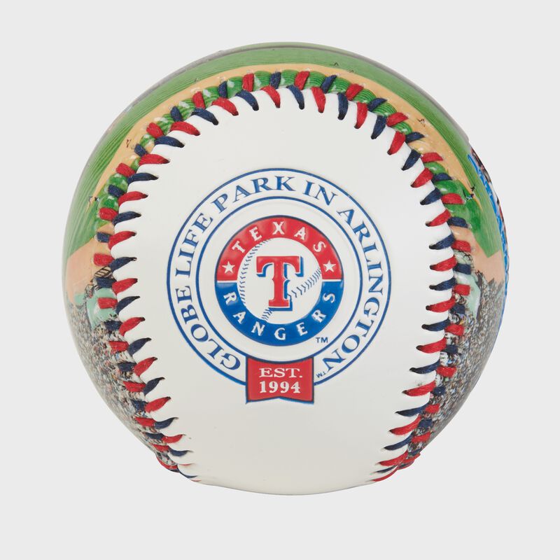 Texas Rangers team logo on a MLB stadium baseball