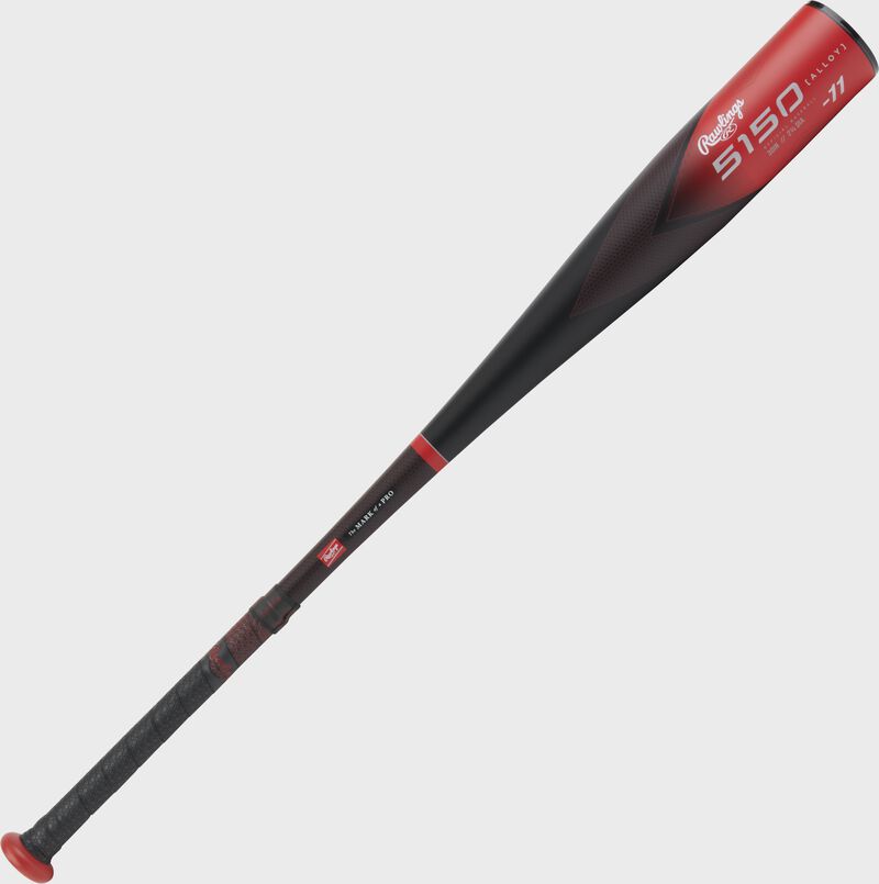 Angled view of a red/black Rawlings 5150 USA baseball -11 bat - SKU: RUS3511