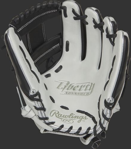 RLA715SB-2BP Rawlings Liberty Advanced Color Series glove with a white palm, black web and black laces