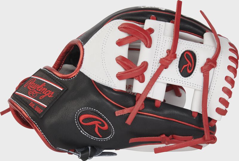 Thumb of a black/white/scarlet exclusive 11.5" Heart of the Hide R2G infield glove with a white I-web - SKU: RSGRPROR934-2WB