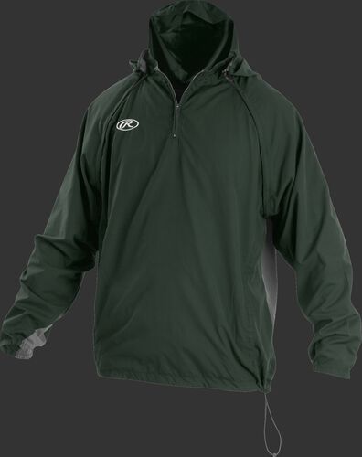 Front of Rawlings Dark Green Adult Long/Short Sleeve Jacket - SKU #TRITHR-DG-91