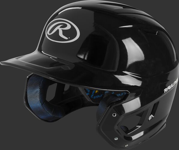 Left angle view of a black MCC01 Mach ventilated gloss helmet