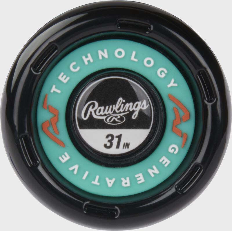 Knob of a Rawlings Mach AI USSSA baseball bat - SKU: RUT4MC