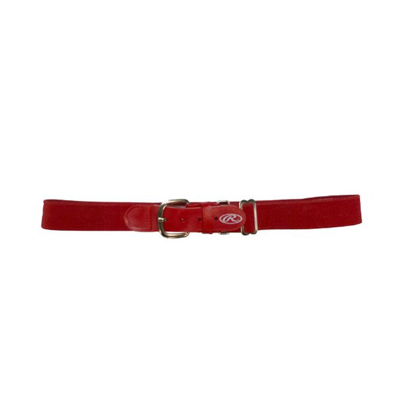 Front of Rawlings Scarlet Adult Adjustable Elastic Baseball Belt - SKU #BLT-RED