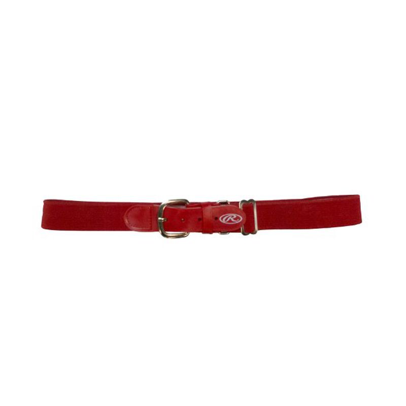 Front of Rawlings Scarlet Adult Adjustable Elastic Baseball Belt - SKU #BLT-RED loading=
