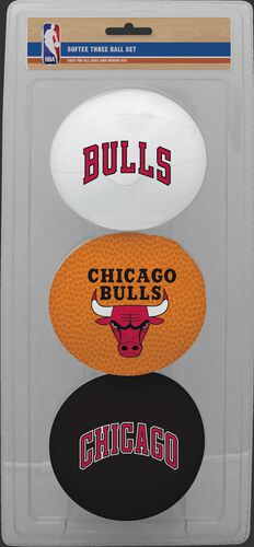 Rawlings White, Brown, and Black NBA Chicago Bulls Three-Point Softee Basketball Set With Team Logo SKU #03524198114