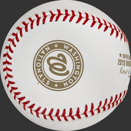 Washington Nationals logo on the Official World Series dueling baseball WSBB19DL