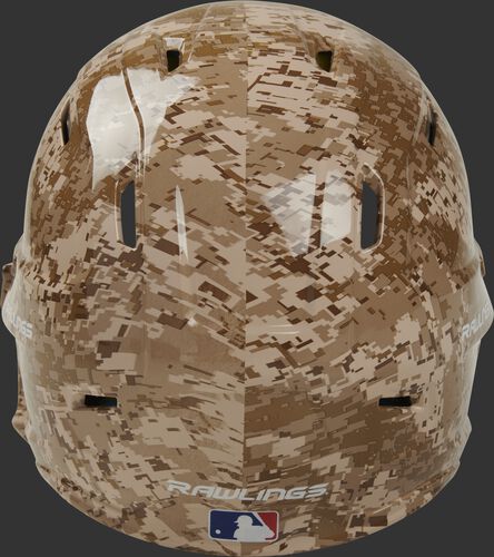 Back of a MACHEXTR-DCMO Rawlings Mach EXT helmet with a digi camo hydro dipped design