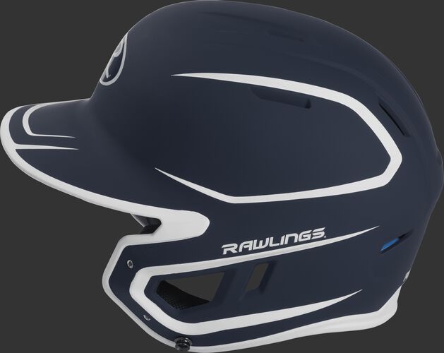 MACH Junior Rawlings batting helmet with a two-tone matte navy/white shell