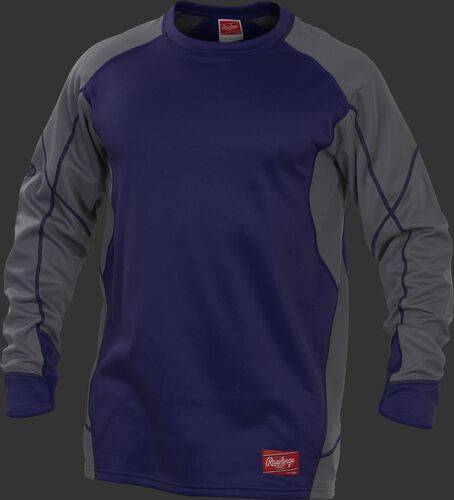 Purple UDFP4 Dugout fleece pullover with grey sleeves and purple stitching