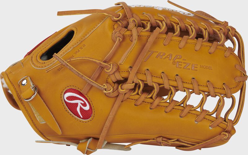 Thumb of a rich tan Pro Preferred 12.75" outfield glove with a Trap-Eze web - SKU: PROSMT27RT