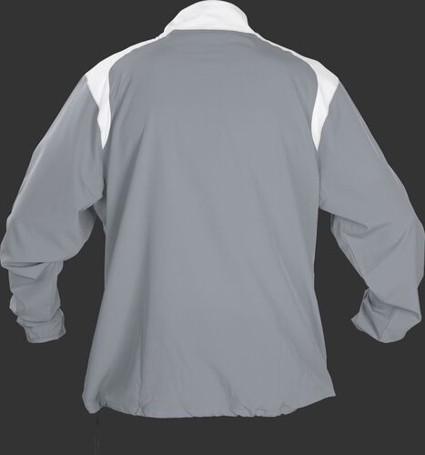 Back of Rawlings Gray Adult Long Sleeve Quarter-Zip Jacket - SKU #FORCEJ-B-88