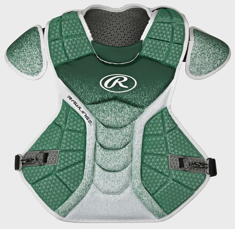 A dark green/white CPVEL Velo series intermediate chest protector loading=