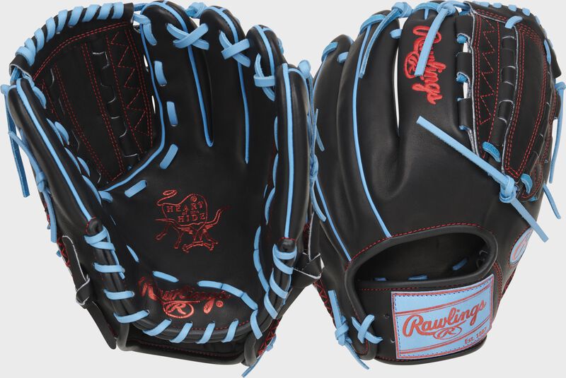2 views showing the palm and back of a black Heart of the Hide ColorSync 8.0 infield/pitcher's glove - SKU: PRO205-12BCB