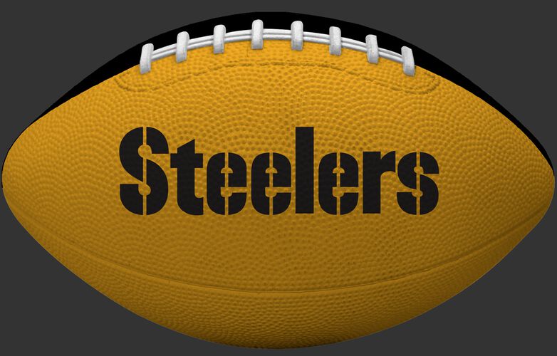 Yellow side of a Pittsburgh Steelers Gridiron tailgate football with team name SKU #09501082122