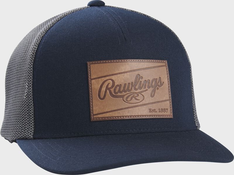A Rawlings Leather Patch Mesh Snapback Hat - SKU: RSGLPH