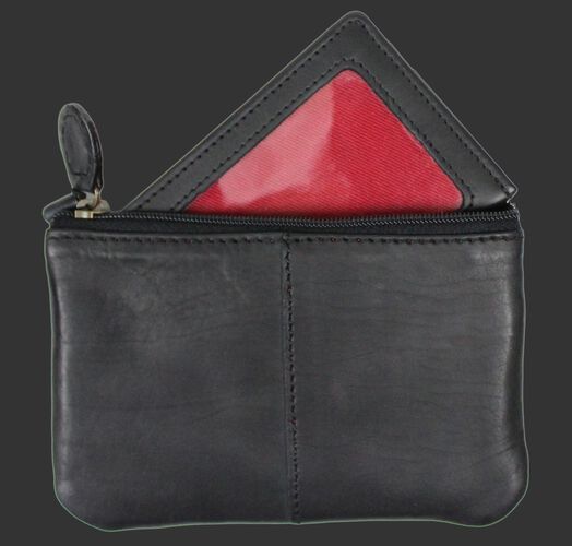 Back of a black Rawlings Baseball Stitch coin purse with the internal ID slot - SKU: RS10013-001