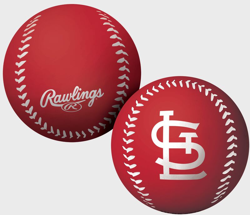A red St. Louis Cardinals big fly rubber bounce ball