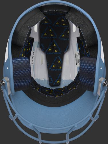 Black foam padding on the inside of a Rawlings Mach fastpitch helmet - SKU: MSB13S-W/CB